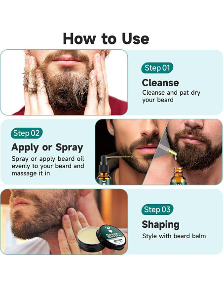 Kit de Crecimiento de Barba MistySprite 2X Biotina Aceites Naturales Kit de Crecimiento de Barba MistySprite 2X Biotina Aceites Naturales