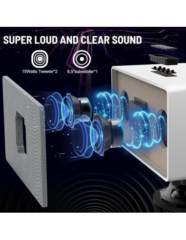 RHM K222 Karaoke Altavoz Bluetooth 2 Micrófonos UHF