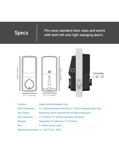 Cerradura Inteligente Lockly Secure Plus - Huella Dactilar Izquierda