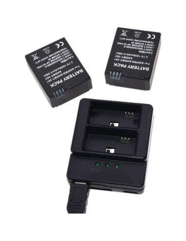 Baterías y Cargador Doble Suptig para GoPro Hero 3/3+