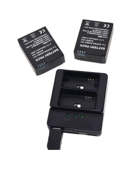 Baterías y Cargador Doble Suptig para GoPro Hero 3/3+ Baterías y Cargador Doble Suptig para GoPro Hero 3/3+