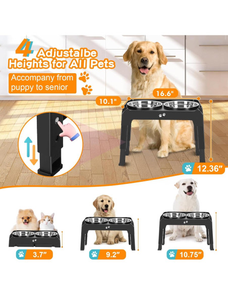 Cuencos Elevados para Perros COMESOON Ajustables 4 Alturas Cuencos Elevados para Perros COMESOON Ajustables 4 Alturas