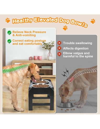 Cuencos Elevados para Perros COMESOON Ajustables 4 Alturas
