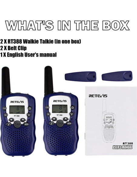 Walkie Talkies Retevis RT388 para Niños 2 Vías Azul Walkie Talkies Retevis RT388 para Niños 2 Vías Azul