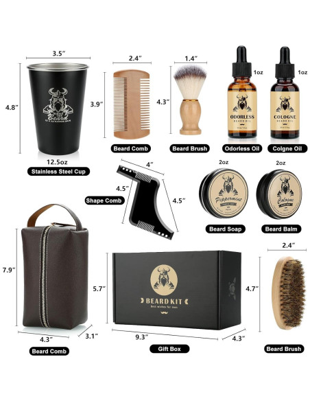 Kit de Cuidado de Barba EXREIZST 10 Piezas Aceites y Jabón Kit de Cuidado de Barba EXREIZST 10 Piezas Aceites y Jabón