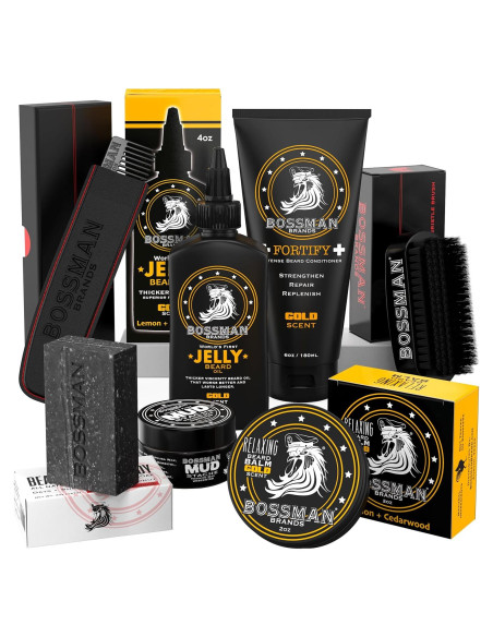 Kit de Cuidado de Barba Bossman Big Boss 7 Piezas Aroma Oro Kit de Cuidado de Barba Bossman Big Boss 7 Piezas Aroma Oro