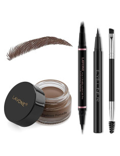 Kit de Maquillaje LAVONE Cejas 2-en-1 a Prueba de Agua