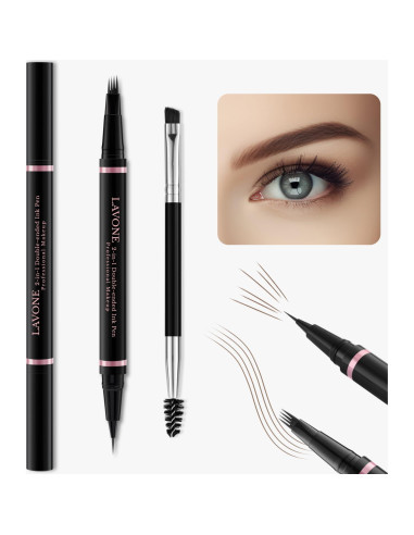 Kit de Maquillaje LAVONE Cejas 2-en-1 a Prueba de Agua