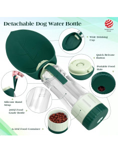 Dispensador de Agua y Comida para Perros TIOVERY 20oz Verde 2