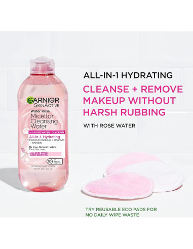Agua Micelar Garnier Rosa 400ml Hidratante Vegano 2 Pzs