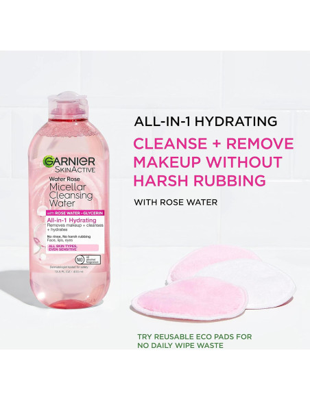Agua Micelar Garnier Rosa 400ml Hidratante Vegano 2 Pzs Agua Micelar Garnier Rosa 400ml Hidratante Vegano 2 Pzs
