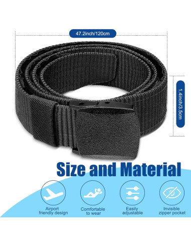 Cinturones de Dinero de Viaje Eurzom 2 Pcs Nylon Seguridad