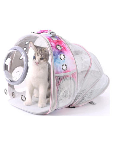 Mochila Transportadora para Gatos Pimoka Rosa Galaxia 30x28x38cm