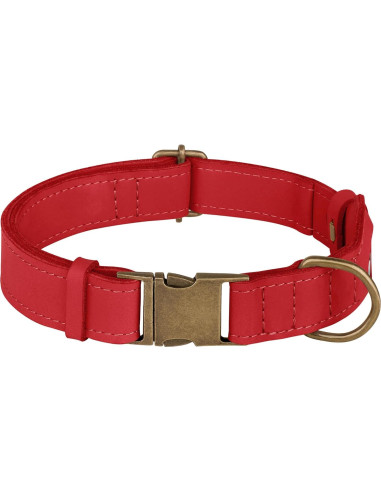 Collar para Perro Budkas de Cuero con Soporte AirTag Rojo XS