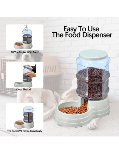 Dispensador Automático de Comida para Perros Leptzoa 6L Gris