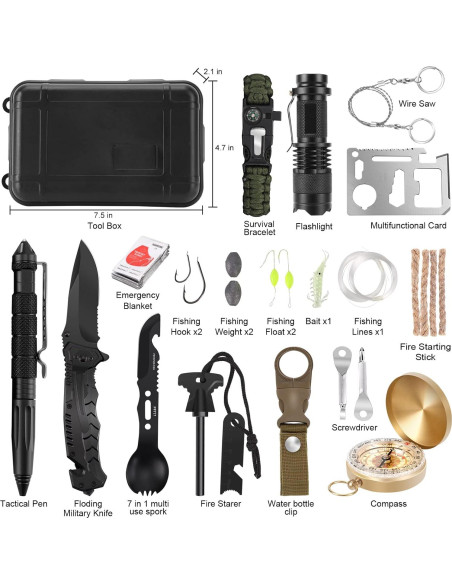 Kit de Supervivencia LUXMOM 28 en 1 para Camping y Emergencias Kit de Supervivencia LUXMOM 28 en 1 para Camping y Emergencias