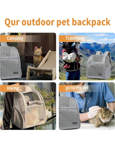 Mochila Transportadora para Gatos FERMAO Gris 6.8 kg