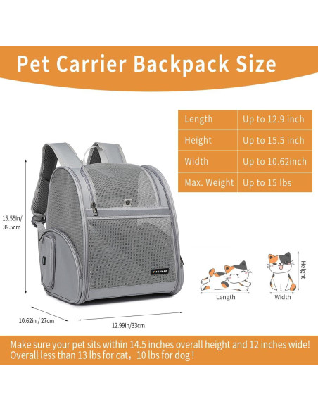 Mochila Transportadora para Gatos FERMAO Gris 6.8 kg Mochila Transportadora para Gatos FERMAO Gris 6.8 kg
