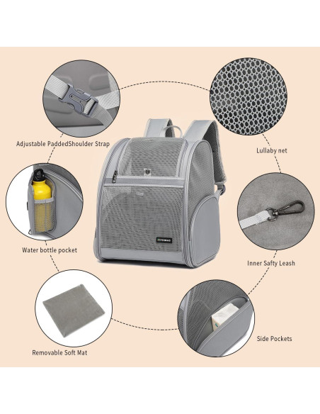 Mochila Transportadora para Gatos FERMAO Gris 6.8 kg Mochila Transportadora para Gatos FERMAO Gris 6.8 kg