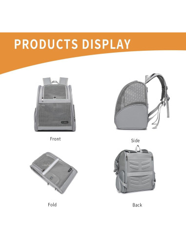Mochila Transportadora para Gatos FERMAO Gris 6.8 kg