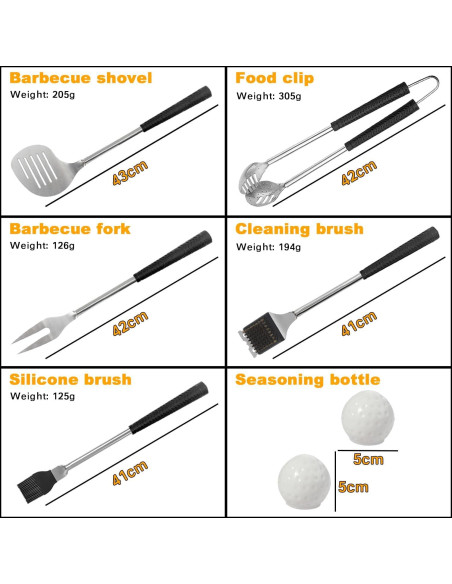 Juego de Utensilios de Parrilla BBQ Golf Jishi 8 Piezas Juego de Utensilios de Parrilla BBQ Golf Jishi 8 Piezas