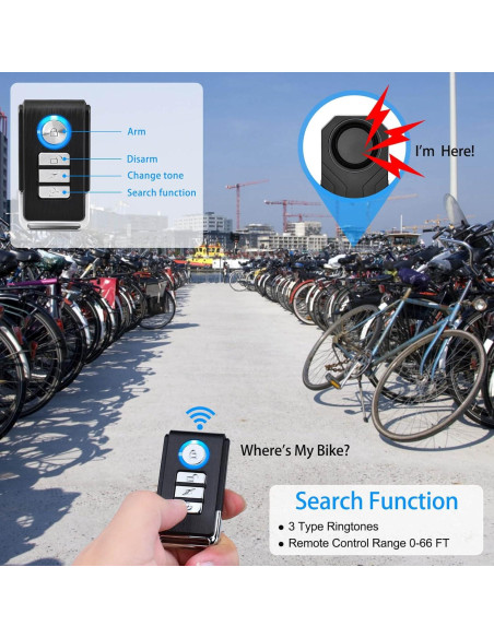 Alarma de Bicicleta USUPERINK KS-SF22R 113dB Inalámbrica Alarma de Bicicleta USUPERINK KS-SF22R 113dB Inalámbrica