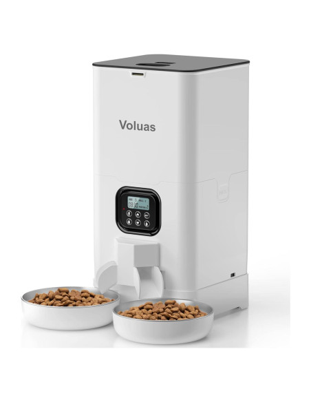 Dispensador Automático de Comida Voluas 6L para 2 Gatos Dispensador Automático de Comida Voluas 6L para 2 Gatos