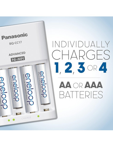 Cargador Panasonic K-KJ17MCA4BA con 4 Baterías AA eneloop