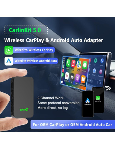 Adaptador Carlinkit 5.0 Inalámbrico para Android Auto y CarPlay