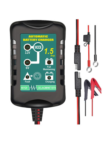 Cargador Automático TPE 6V 12V 1.5A para Baterías de Plomo