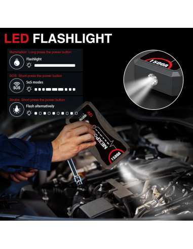 Arrancador de Batería NEXPOW Q10S 1500A 12V con Luz LED