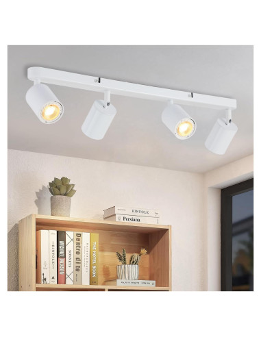 Iluminación de Riel de Techo SGGSHENNAN 4 Luces GU10 Blanco