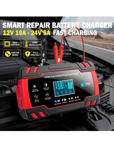 Cargador de Batería Jincanda 10A 12V 24V Automático 2