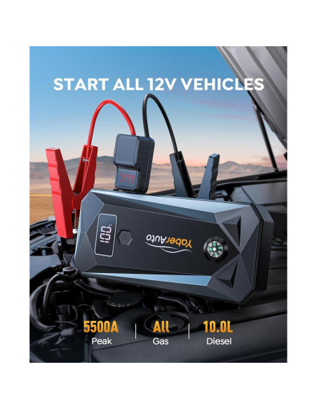 YaberAuto YA40 Arrancador de Batería 5500A 26800mAh Luz LED YaberAuto YA40 Arrancador de Batería 5500A 26800mAh Luz LED