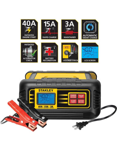 Cargador de Batería Stanley BC40BS 40A con Arranque y LCD