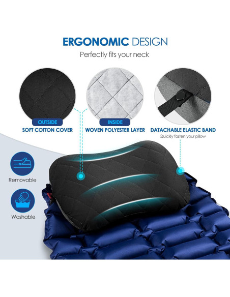 Almohada Inflable Camping Hikenture - Soporte Cuello Ergonomico Almohada Inflable Camping Hikenture - Soporte Cuello Ergonomico