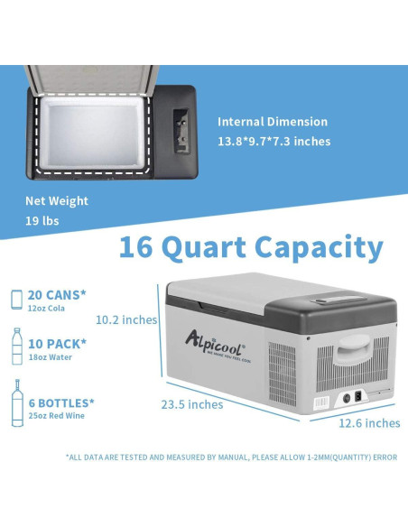 Congelador Portátil Alpicool C15 15L 12V Enfriamiento Rápido Congelador Portátil Alpicool C15 15L 12V Enfriamiento Rápido