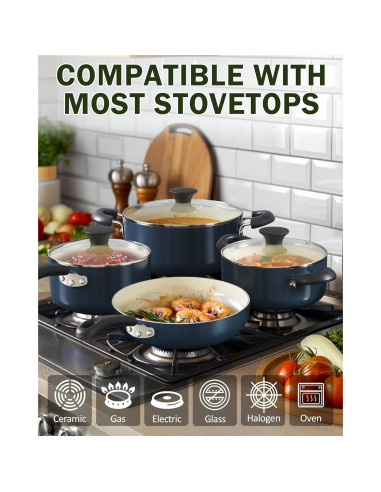 Juego de Ollas y Sartenes Cook N Home 10 Piezas Antiadherente