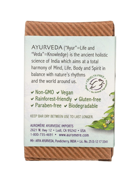 Jabón en Barra Auromere Tulsi Neem 77g - Natural y Ecológico Jabón en Barra Auromere Tulsi Neem 77g - Natural y Ecológico