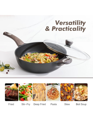 Sartén Antiadherente SENSARTE 30,48 cm 5 Qt con Tapa