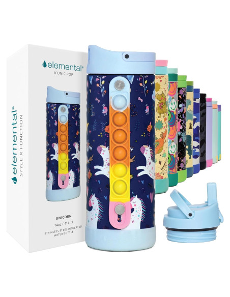 Botella de Agua Aislada Elemental 414ml Unicornio Pop-It Botella de Agua Aislada Elemental 414ml Unicornio Pop-It