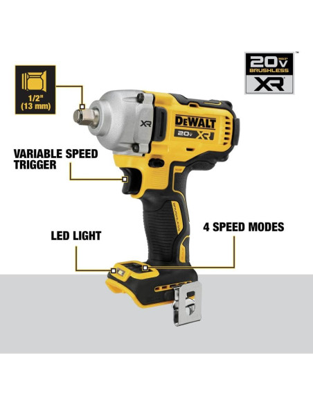Llave de impacto inalámbrica DEWALT 20V MAX 1/2" 800 Nm Llave de impacto inalámbrica DEWALT 20V MAX 1/2" 800 Nm