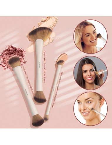 Set de Pinceles de Maquillaje Doble Extremo YutimeAura 7 Piezas
