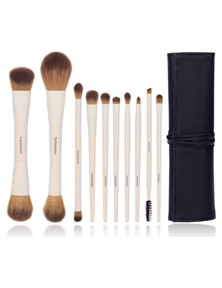 Juego de Brochas de Maquillaje YutimeAura 10 Piezas Doble Cara Juego de Brochas de Maquillaje YutimeAura 10 Piezas Doble Cara