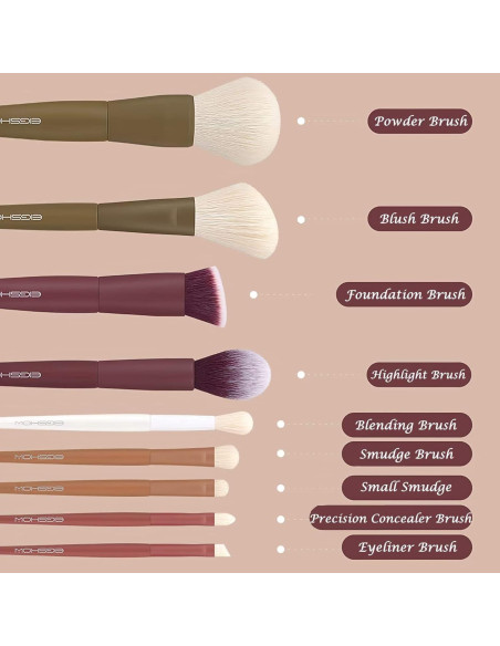 Set de Pinceles de Maquillaje EIGSHOW 9 Piezas Sintéticas Set de Pinceles de Maquillaje EIGSHOW 9 Piezas Sintéticas
