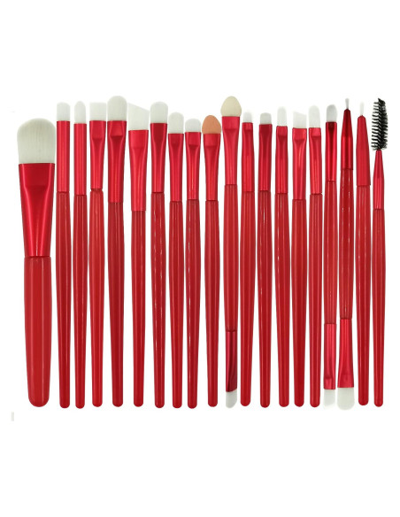 Juego de Pinceles de Maquillaje Pimoys 20 Pcs Profesional Rojo Juego de Pinceles de Maquillaje Pimoys 20 Pcs Profesional Rojo