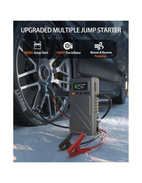 Arrancador de Coche Geeneu W150 8000A 9 en 1 con Compresor Arrancador de Coche Geeneu W150 8000A 9 en 1 con Compresor
