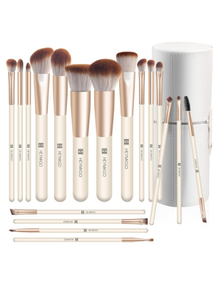 Set de 18 Pinceles de Maquillaje HEYMKGO con Estuche Albaricoque Set de 18 Pinceles de Maquillaje HEYMKGO con Estuche Albaricoque