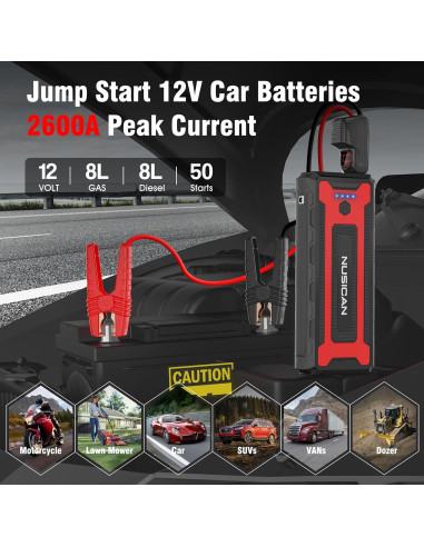 Arrancador de Salto NUSICAN N19 2600A 22000mAh 12V USB