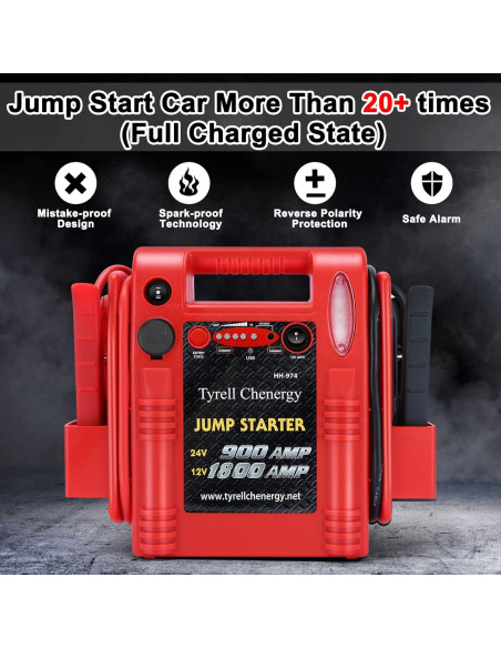 Arrancador de Batería FlyAuto 1800A 12V/24V Cargador USB Arrancador de Batería FlyAuto 1800A 12V/24V Cargador USB
